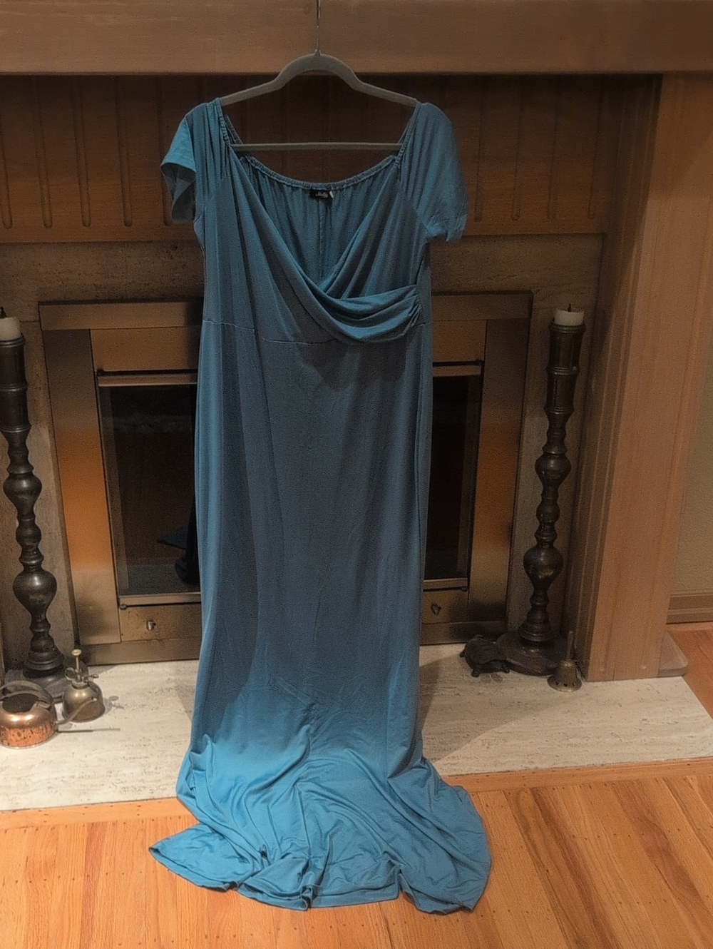Molli Teal Blue Draped Maxi Dress